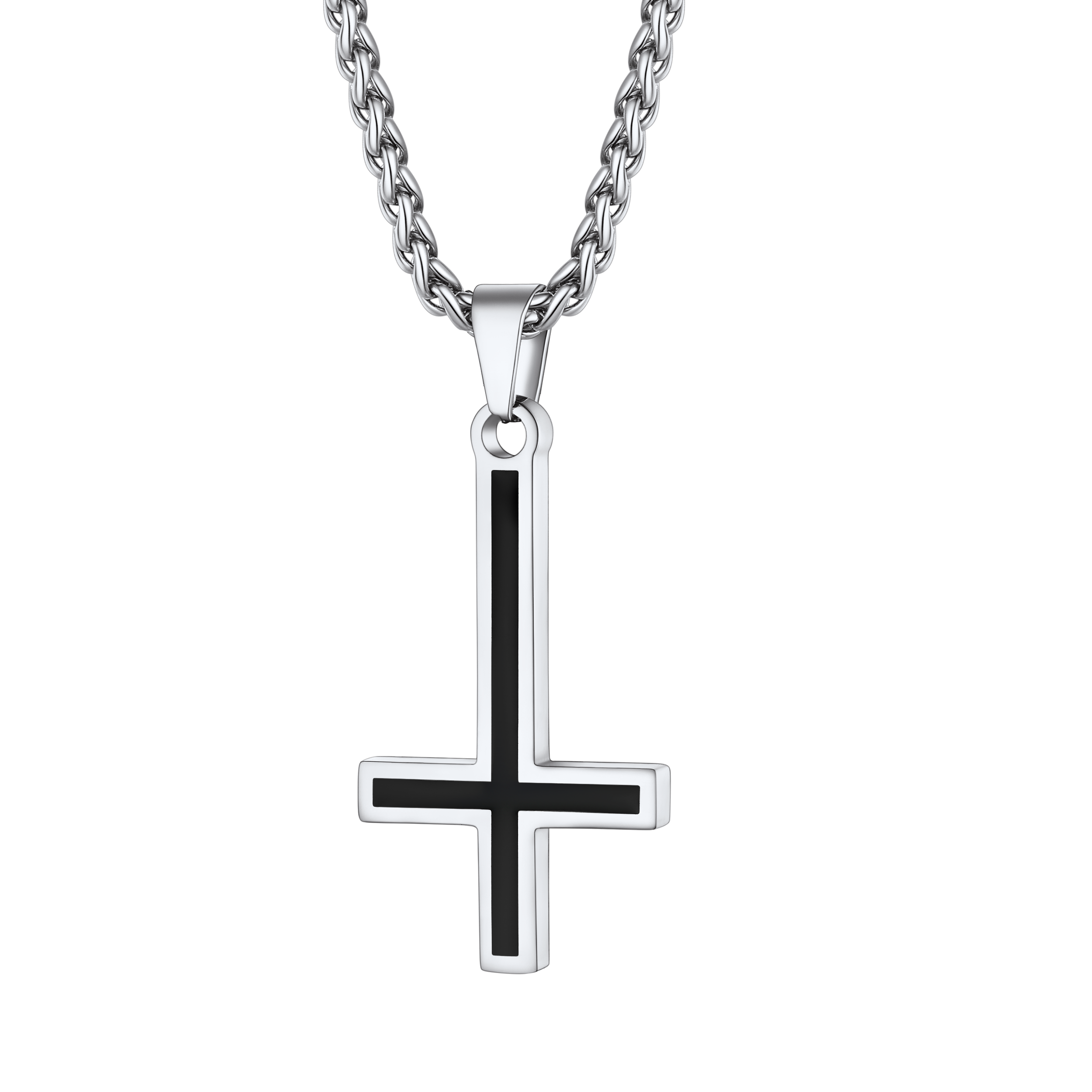 FaithHeart Upside Down Enamel Cross Necklace Satanic Jewelry FaithHeart Jewelry