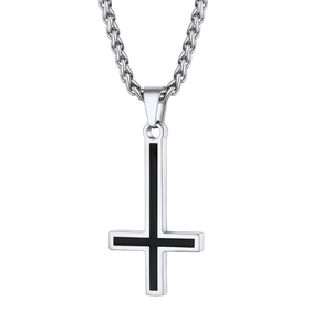 FaithHeart Upside Down Enamel Cross Necklace Satanic Jewelry FaithHeart Jewelry
