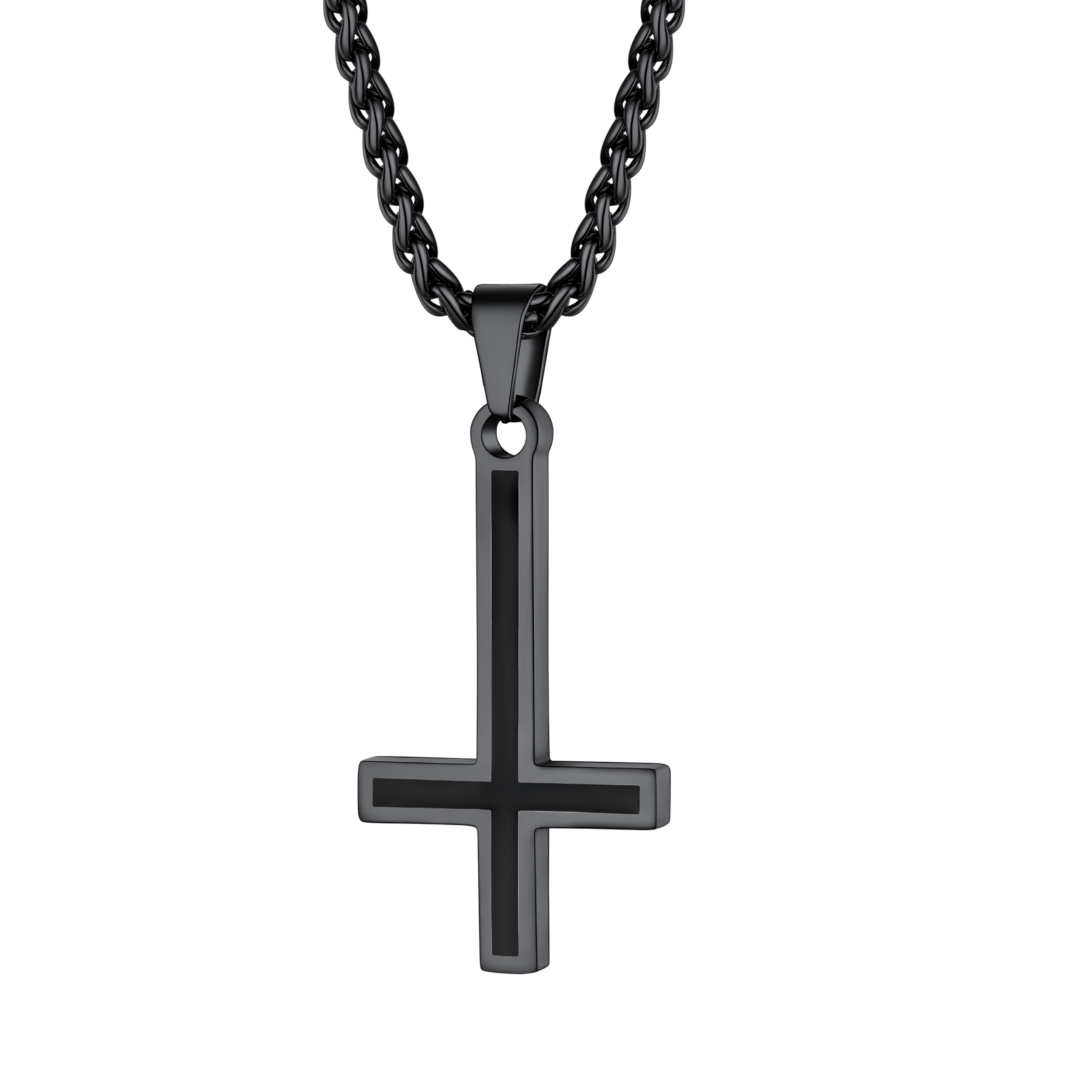 FaithHeart Upside Down Enamel Cross Necklace Satanic Jewelry FaithHeart Jewelry