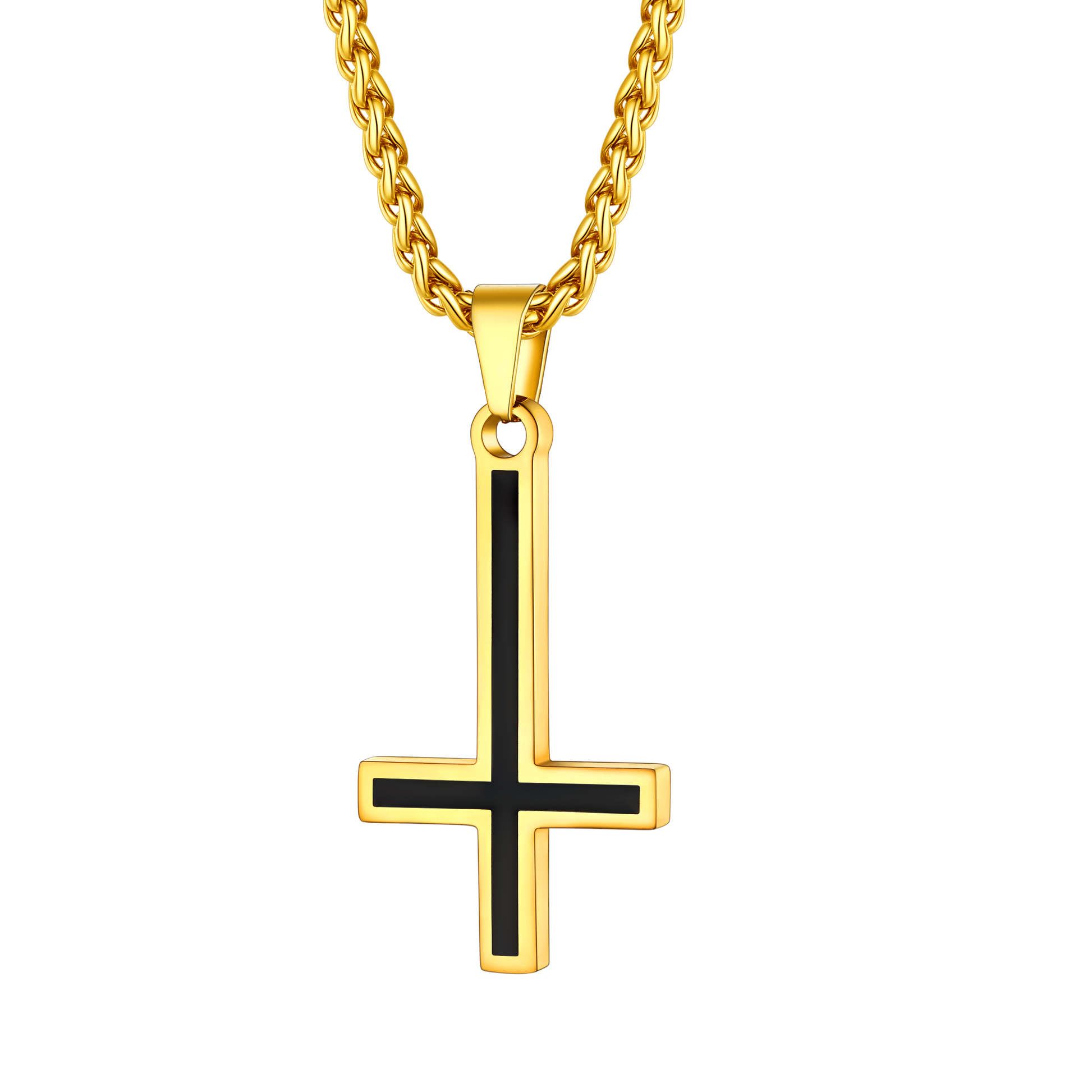 FaithHeart Upside Down Enamel Cross Necklace Satanic Jewelry FaithHeart Jewelry