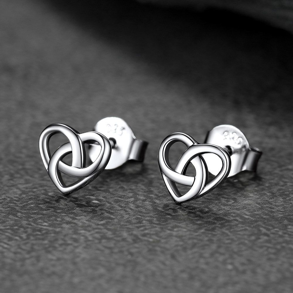 FaithHeart S925 Silver Heart Celtic Knot Stud Earrings for Women FaithHeart