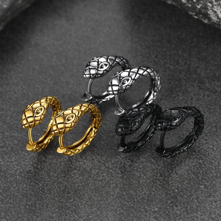 FaithHeart Snake Hoop Earrings Gothic Huggie Earrings FaithHeart