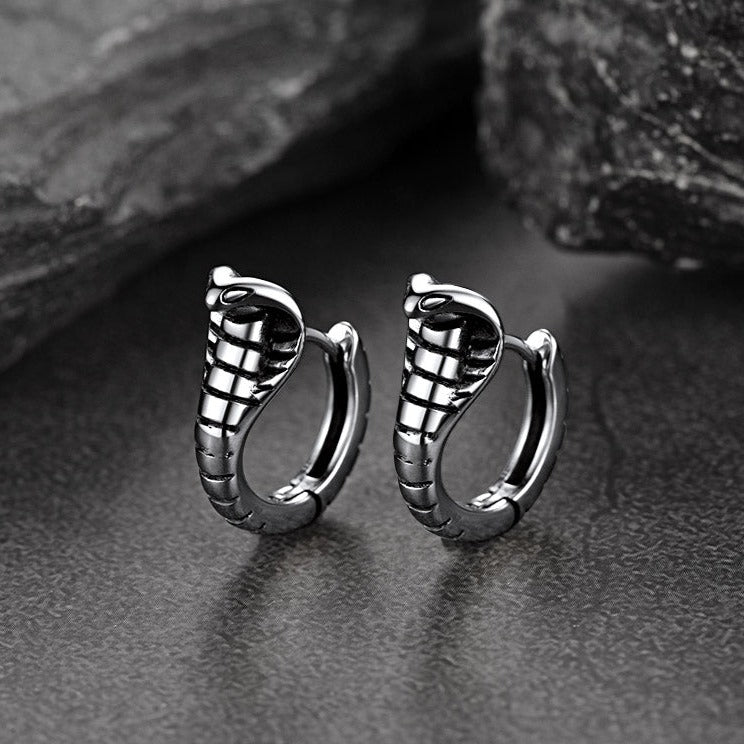 FaithHeart Gothic Punk Snake Hoop Earrings Stainless Steel FaithHeart