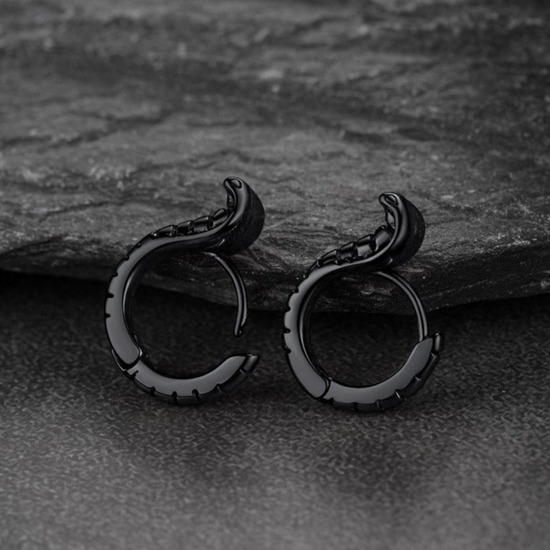 FaithHeart Gothic Punk Snake Hoop Earrings Stainless Steel FaithHeart