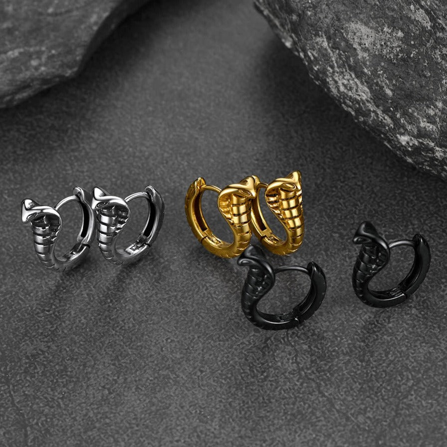 FaithHeart Gothic Punk Snake Hoop Earrings Stainless Steel FaithHeart