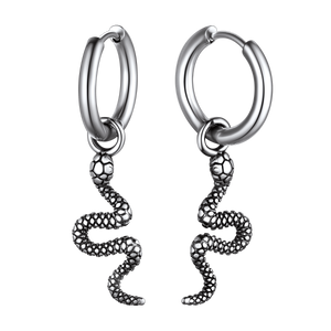 FaithHeart Snake Dangle Hoop Earrings Stainless Steel FaithHeart