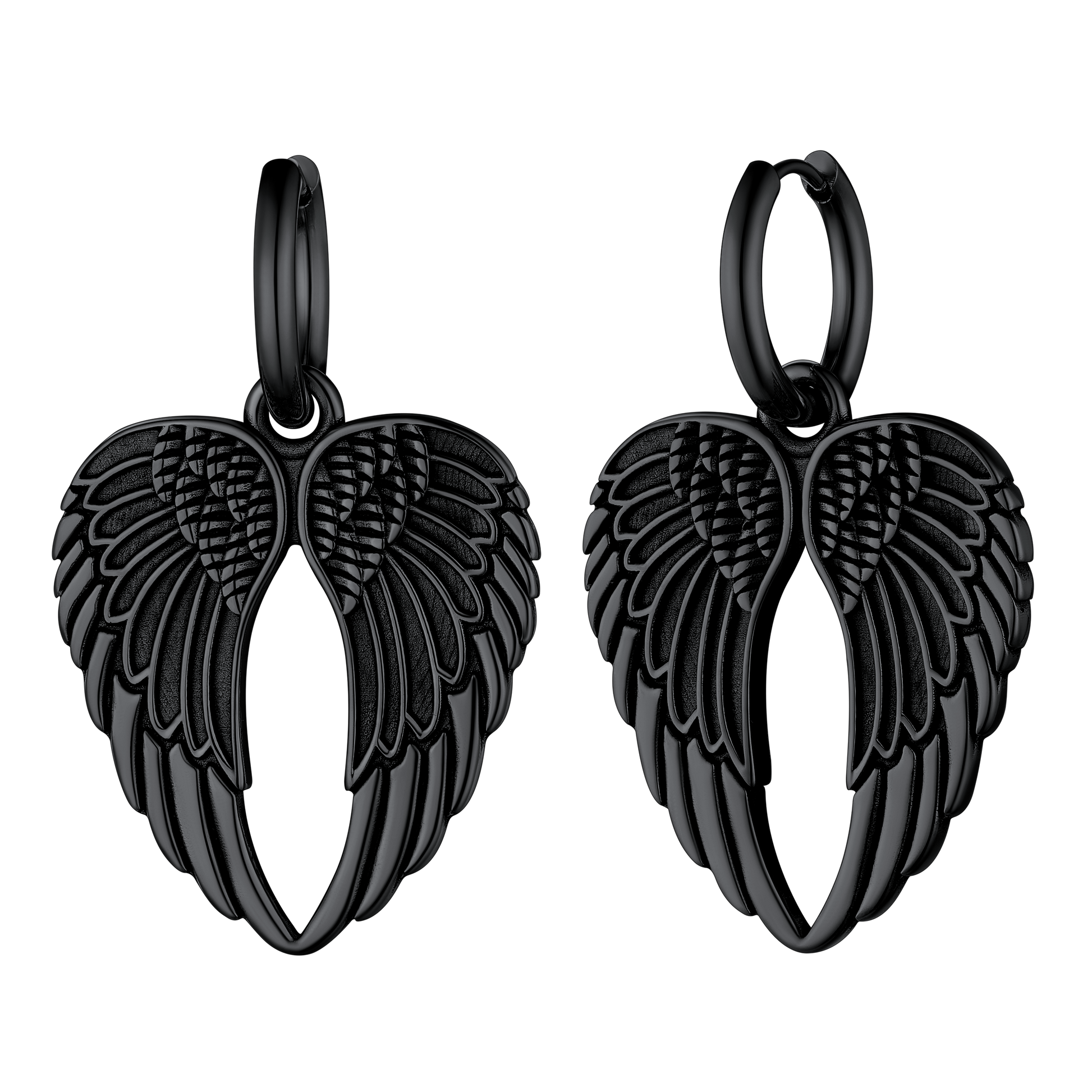 FaithHeart Men's Angel Wing Hoop Earrings Stainless Steel FaithHeart
