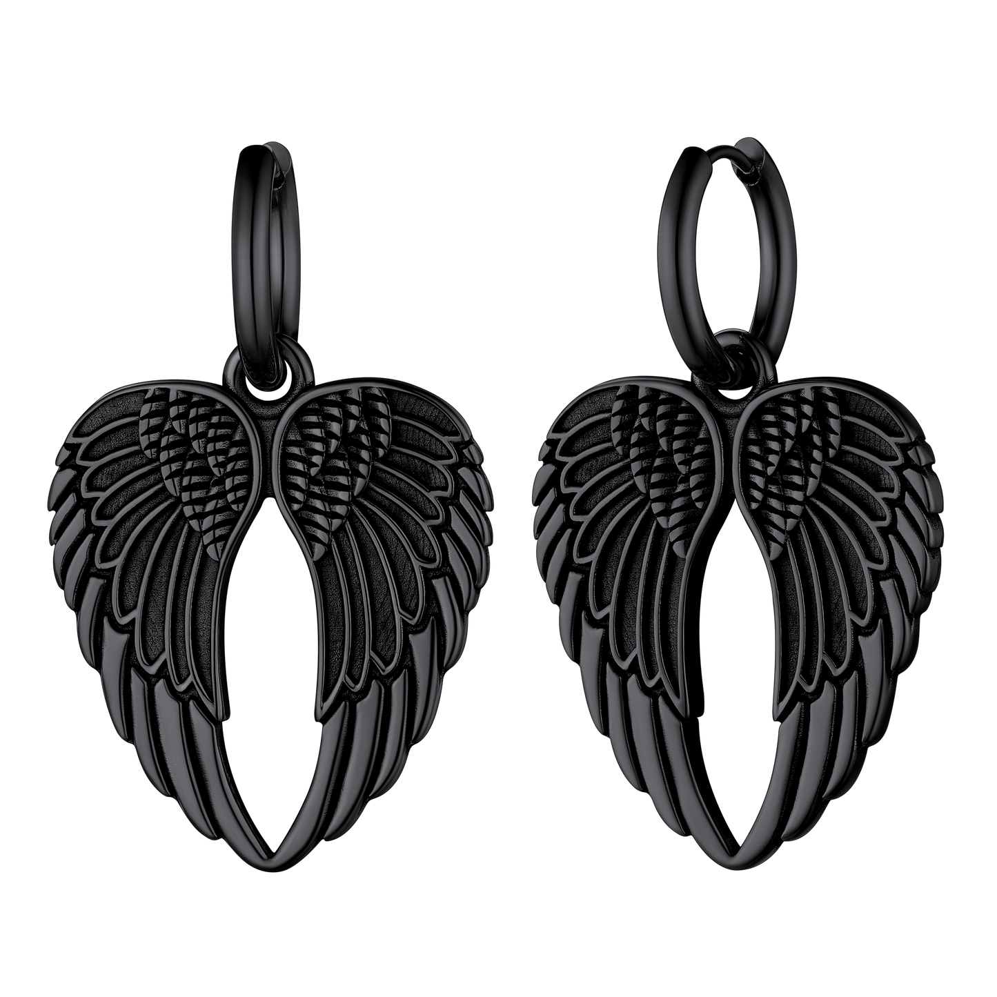 FaithHeart Men's Angel Wing Hoop Earrings Stainless Steel FaithHeart