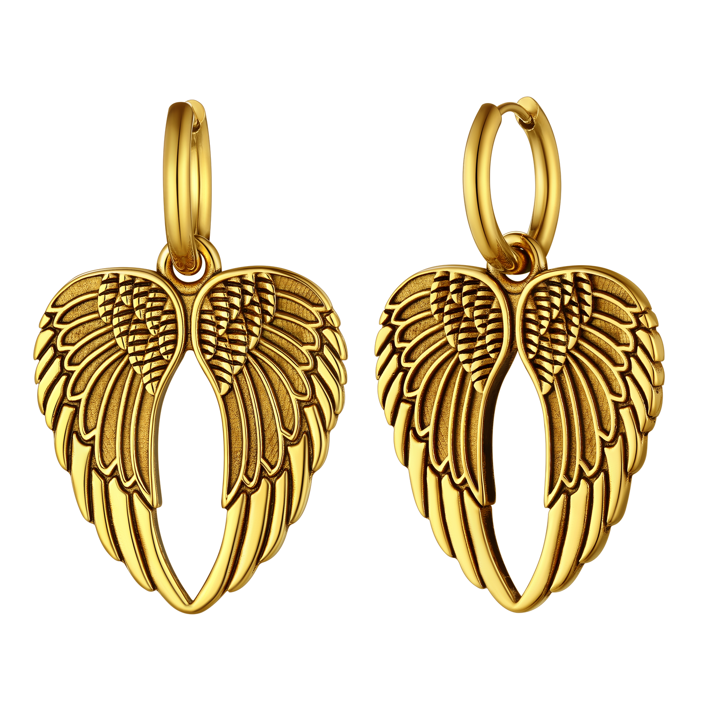 FaithHeart Men's Angel Wing Hoop Earrings Stainless Steel FaithHeart