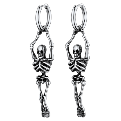 FaithHeart Gothic Skull Skeleton Dangle Earrings Stainless Steel for Men FaithHeart
