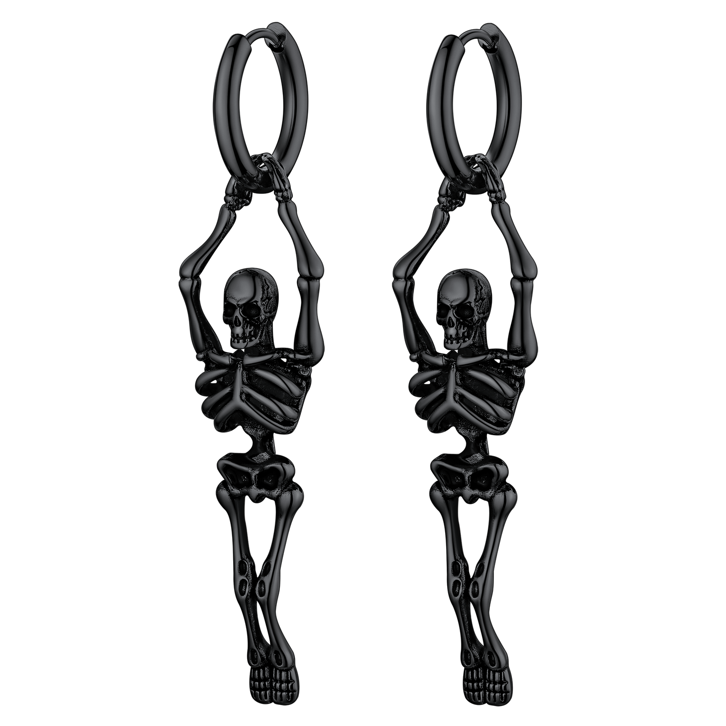 FaithHeart Gothic Skull Skeleton Dangle Earrings Stainless Steel for Men FaithHeart