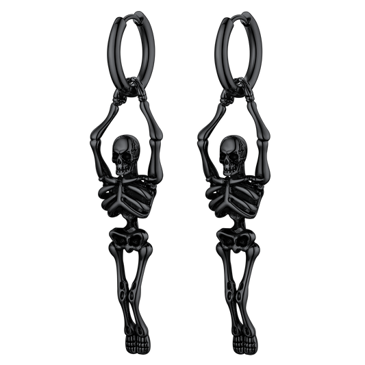 FaithHeart Gothic Skull Skeleton Dangle Earrings Stainless Steel for Men FaithHeartimg