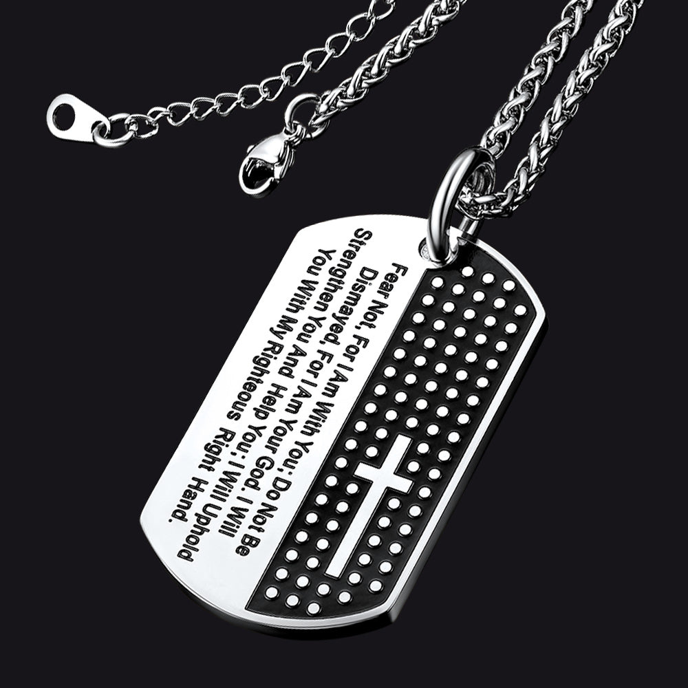 FaithHeart Custom Military Bible Cross Dog Tag Necklace For Men FaithHeart