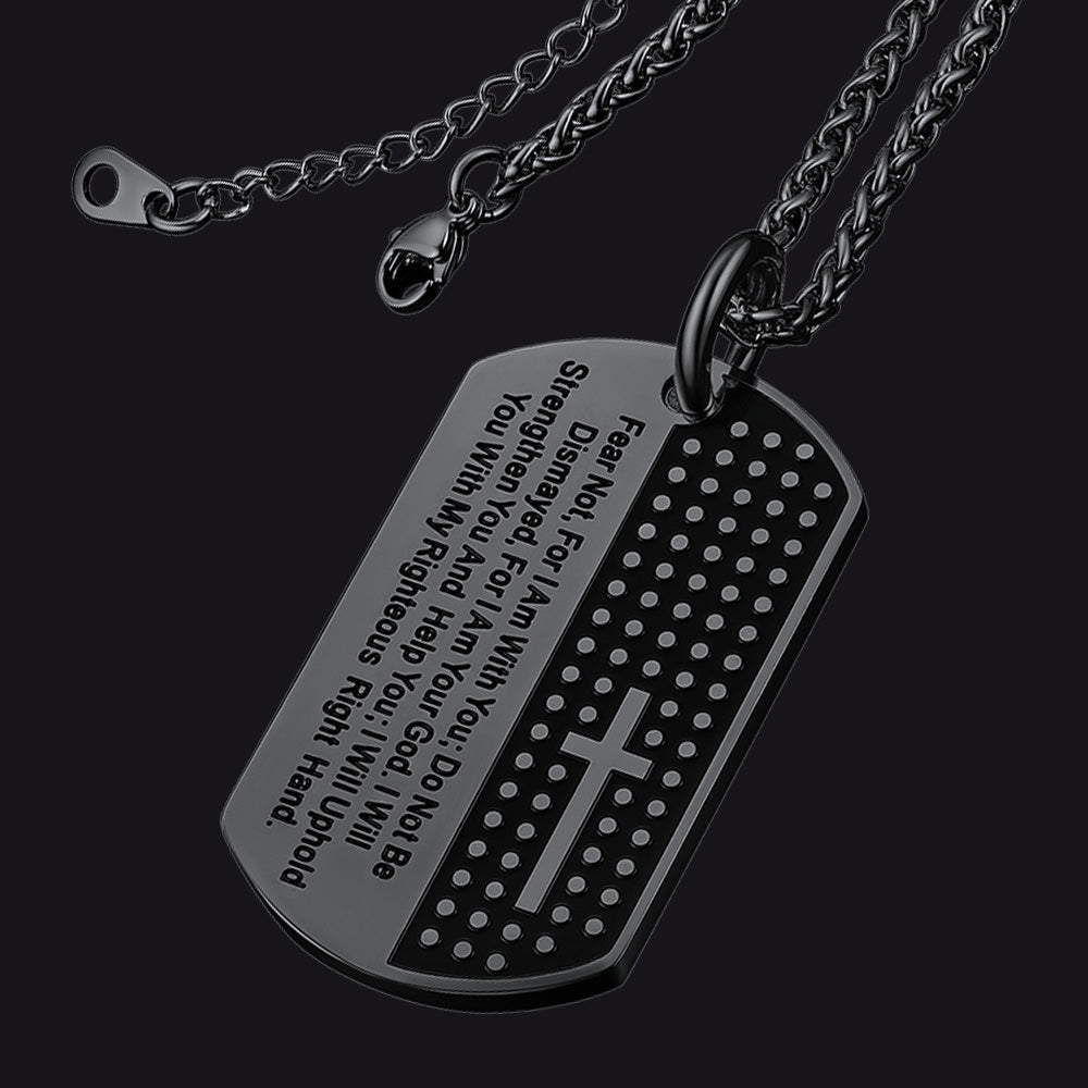 FaithHeart Custom Military Bible Cross Dog Tag Necklace For Men FaithHeart