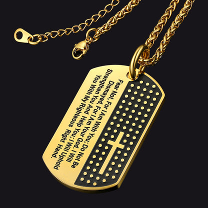 FaithHeart Custom Military Bible Cross Dog Tag Necklace For Men FaithHeart