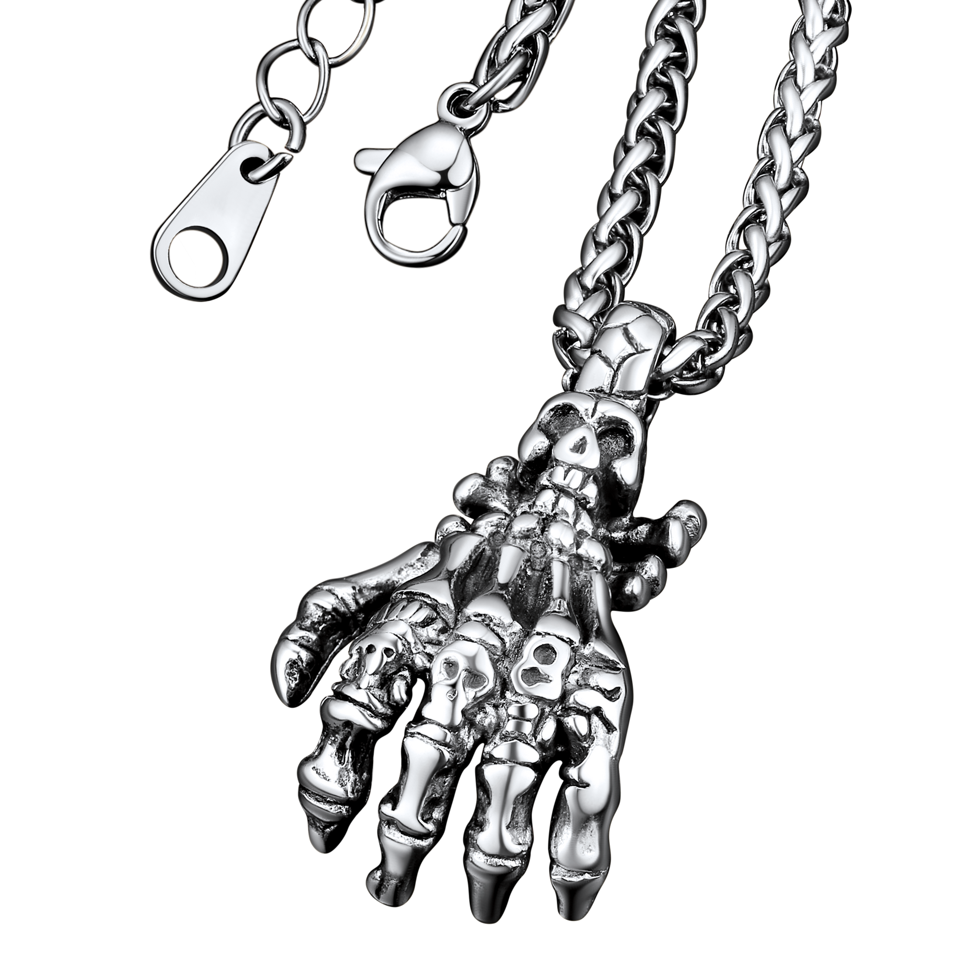 FaithHeart Gothic Skeleton Hand Pendant Necklace Claw Vintage Necklace FaithHeart