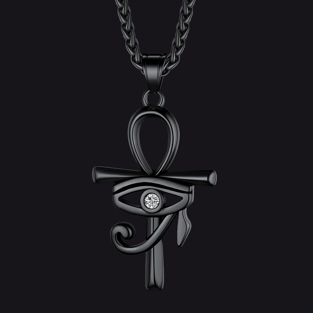 FaithHeart Egyptian Eye of Horus Ankh Cross Necklace Pendant For Men FaithHeart