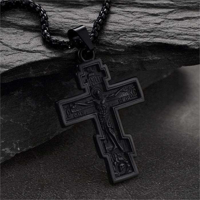 FaithHeart Russian Orthodox Cross Pendant Necklace For Men FaithHeart