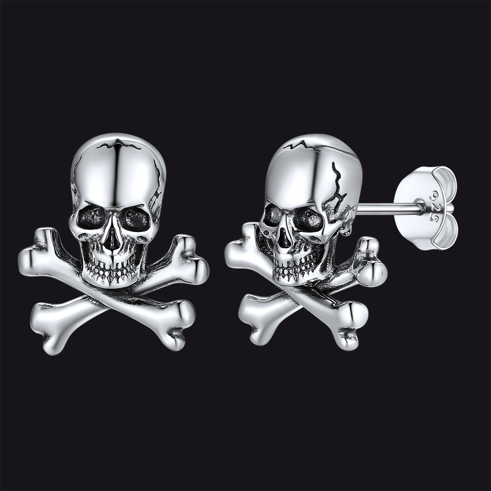 Punk Skull Crossbones Stud Earrings