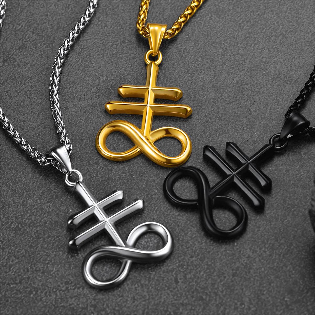 FaithHeart Satan Leviathan Cross Necklace Pendant for Men FaithHeart