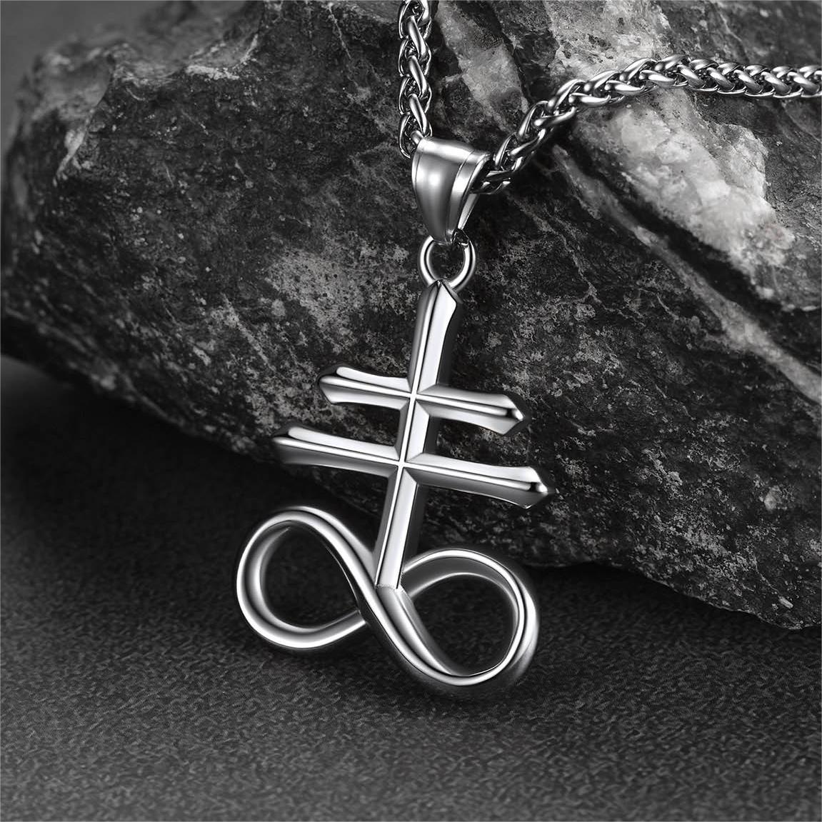 FaithHeart Satan Leviathan Cross Necklace Pendant for Men FaithHeart