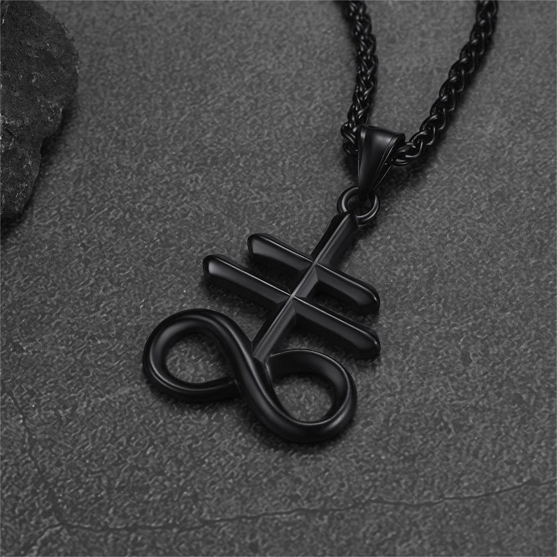 FaithHeart Satan Leviathan Cross Necklace Pendant for Men FaithHeart