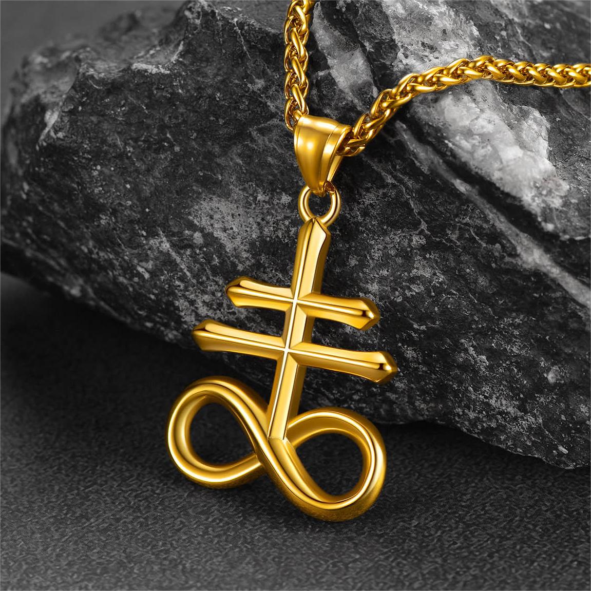 FaithHeart Satan Leviathan Cross Necklace Pendant for Men FaithHeart