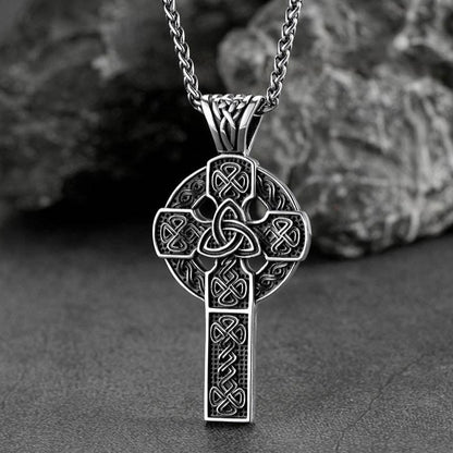 FaithHeart Irish Celtic Knot Cross Necklace For Men FaithHeart