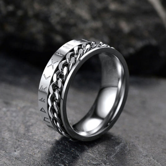 FaithHeart Viking Rune Chain Spinner Anxiety Ring for Men FaithHeartimg