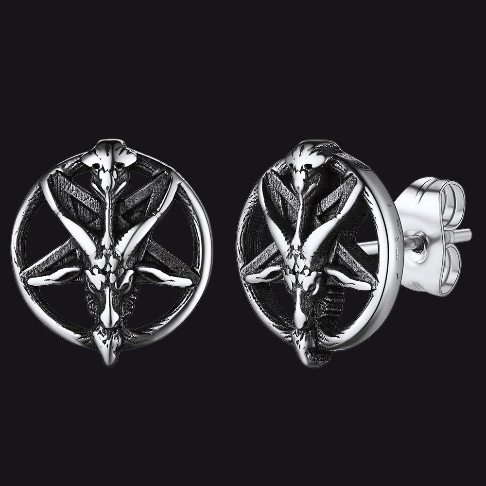 Satanic Baphomet Goat Stud Earrings