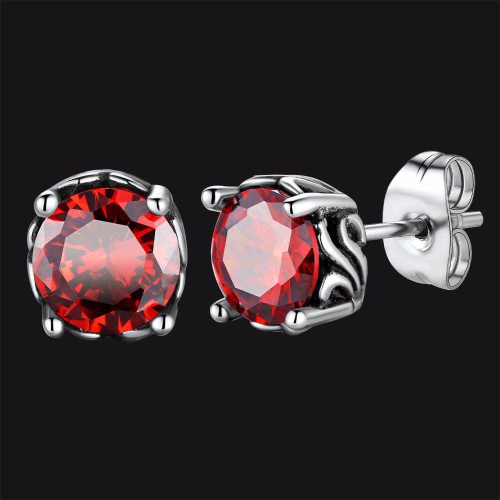 Celtic Ruby Stud Earrings Stainless Steel
