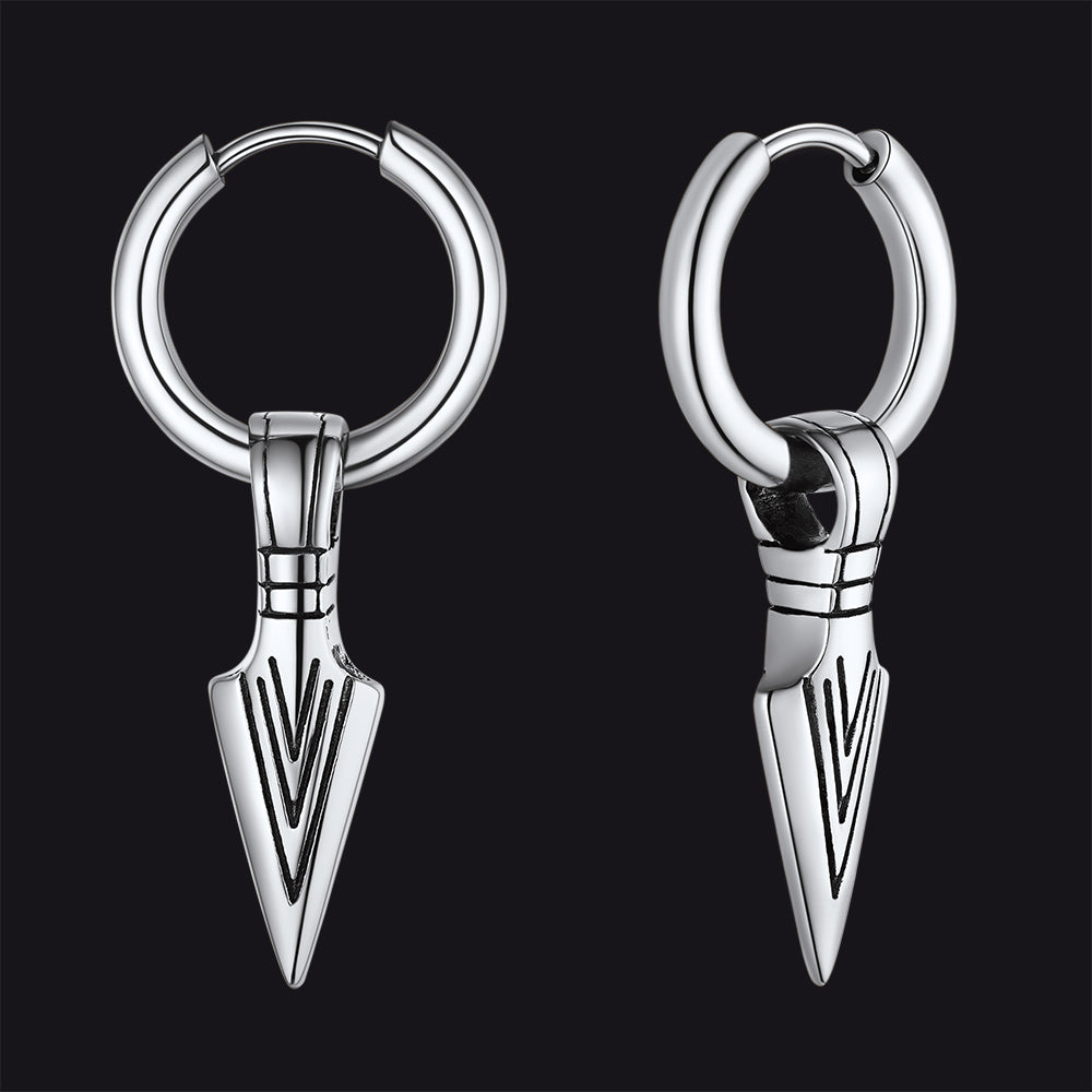 FaithHeart Punk Spear Arrowhead Drop Dangle Earrings For Men FaithHeart