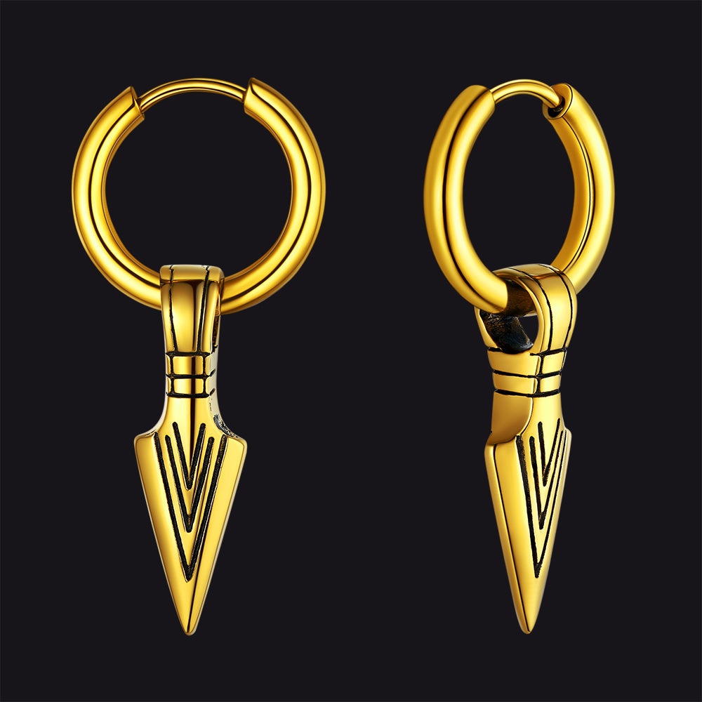 FaithHeart Punk Spear Arrowhead Drop Dangle Earrings For Men FaithHeart