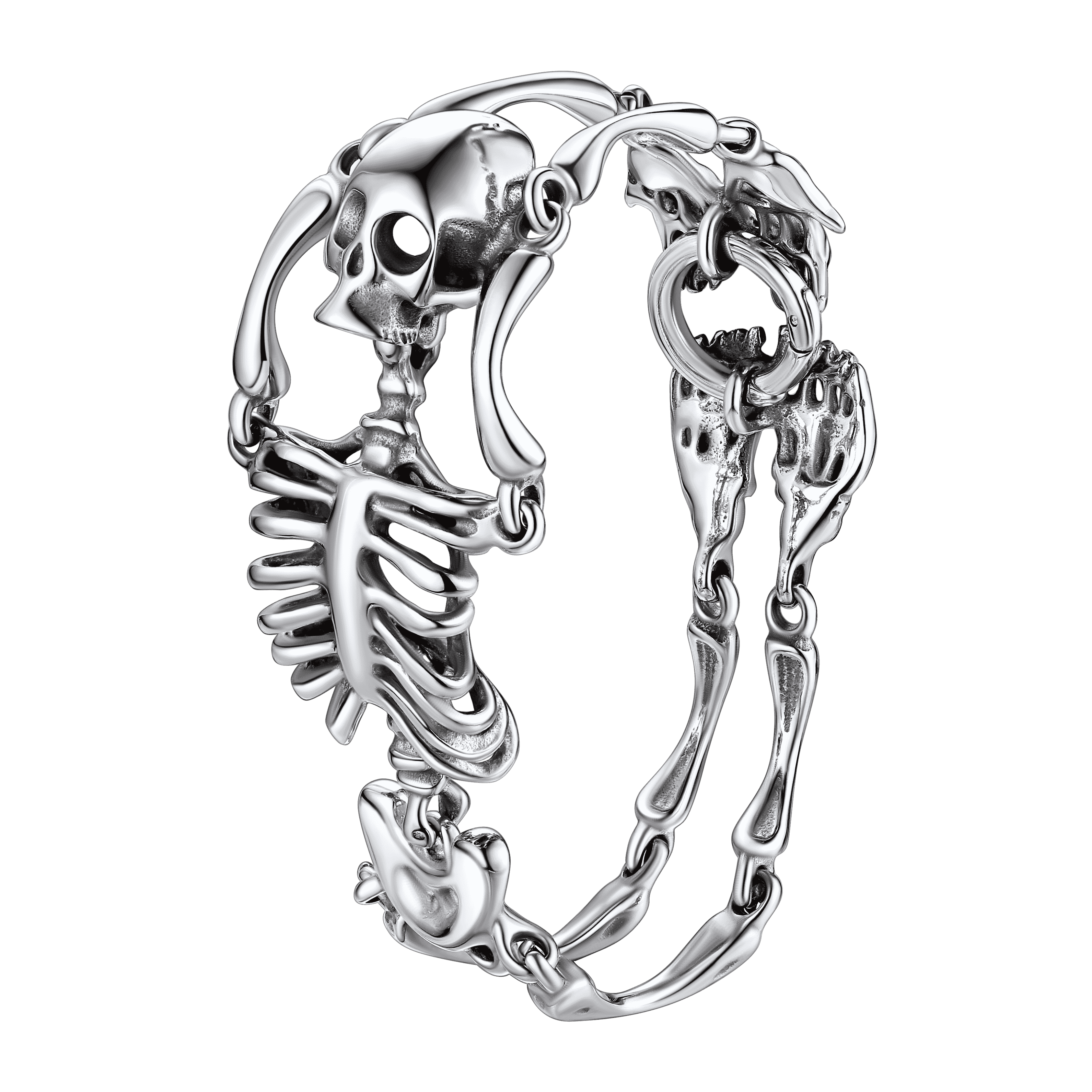 Goth Bangles Stainless Steel Body Skull Skeleton Bracelet Gothic Bangle – FaithHeart ...