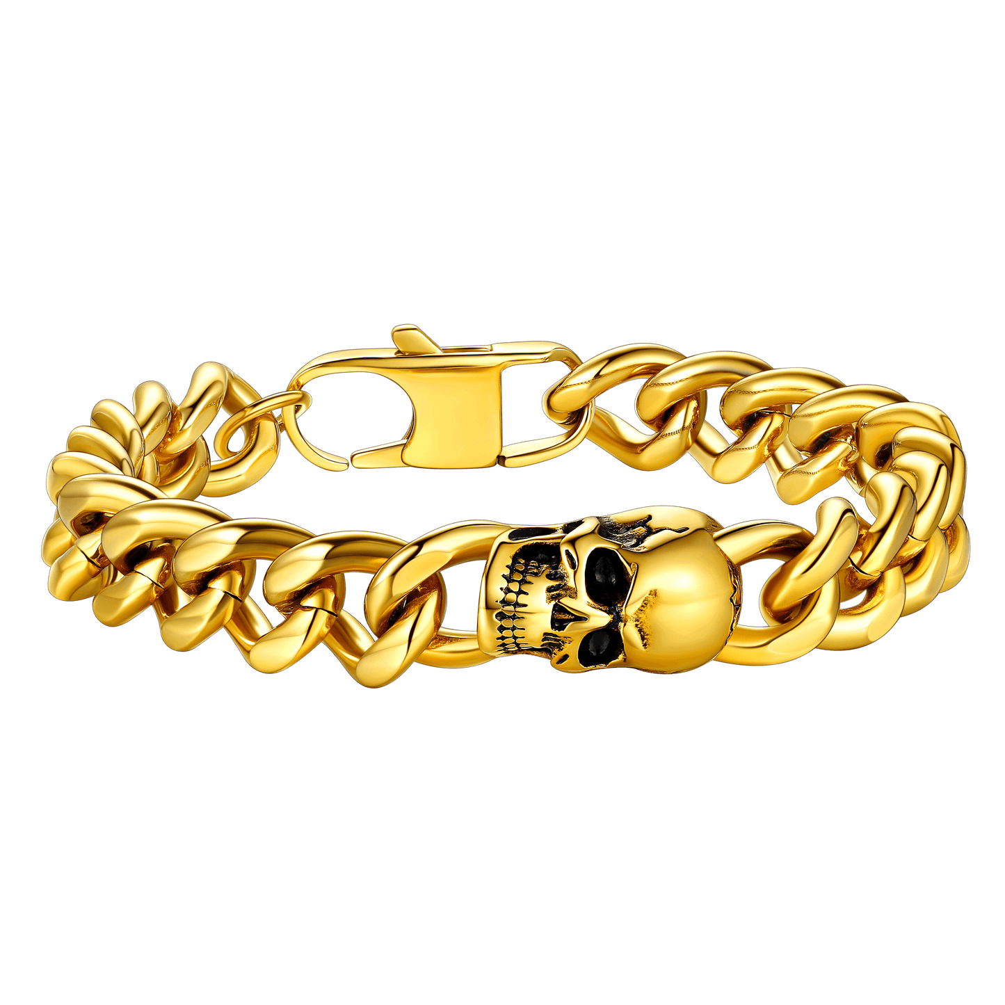 FaithHeart Gothic Cuban Chain Skull Bracelet For Men FaithHeart