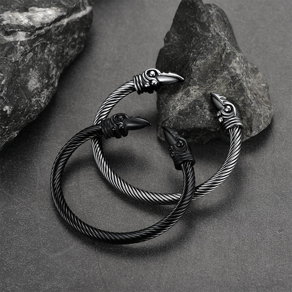 FaithHeart Viking Raven Cuff Bracelet Stainless Steel Vintage Bangle Bracelet FaithHeart