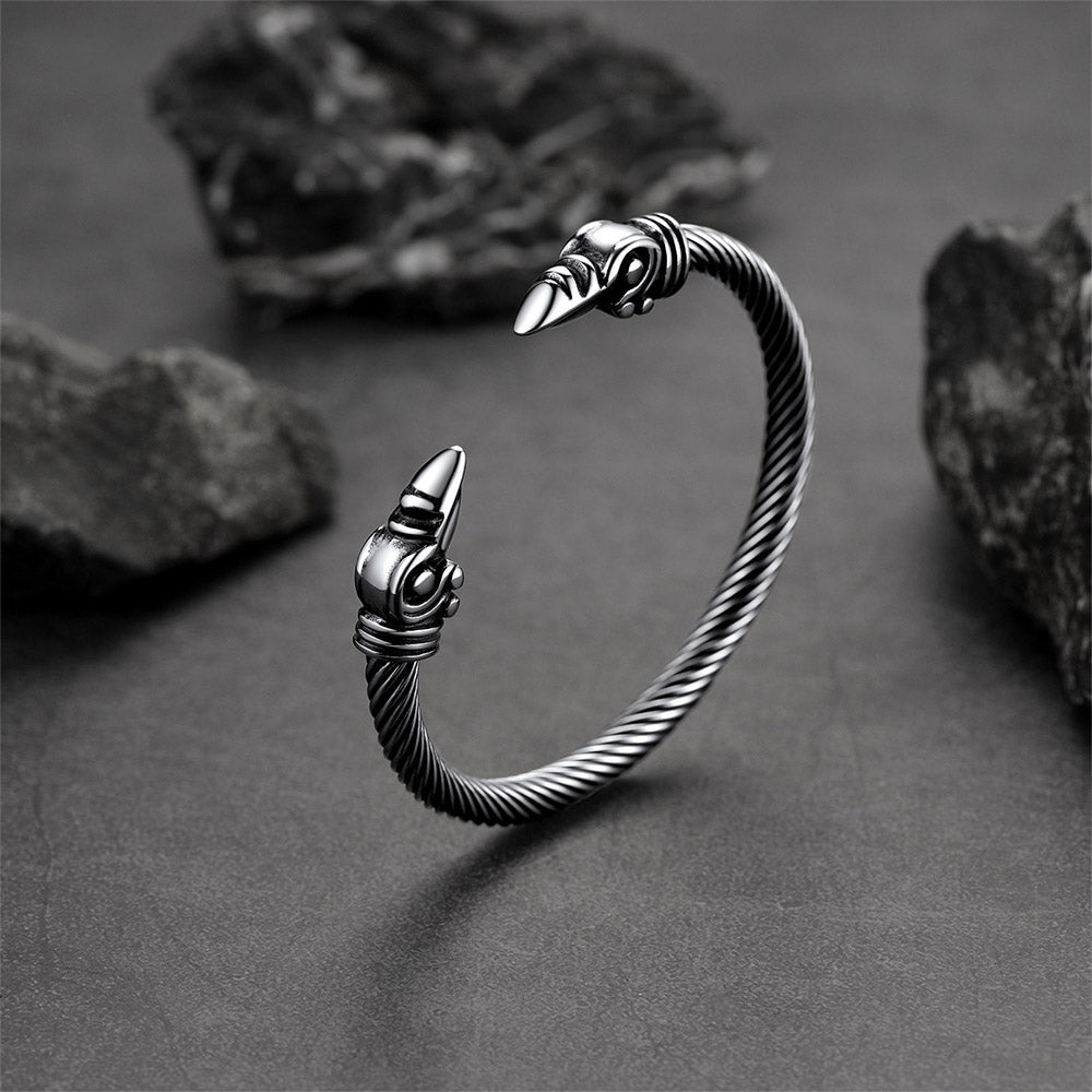 FaithHeart Viking Raven Cuff Bracelet Stainless Steel Vintage Bangle Bracelet FaithHeart