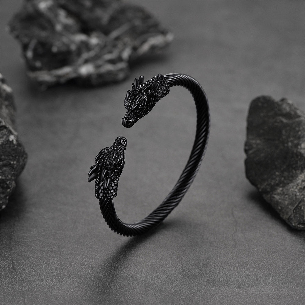 FaithHeart Viking Dragon Head Bangle Bracelet Cuff Bracelet For Men FaithHeart