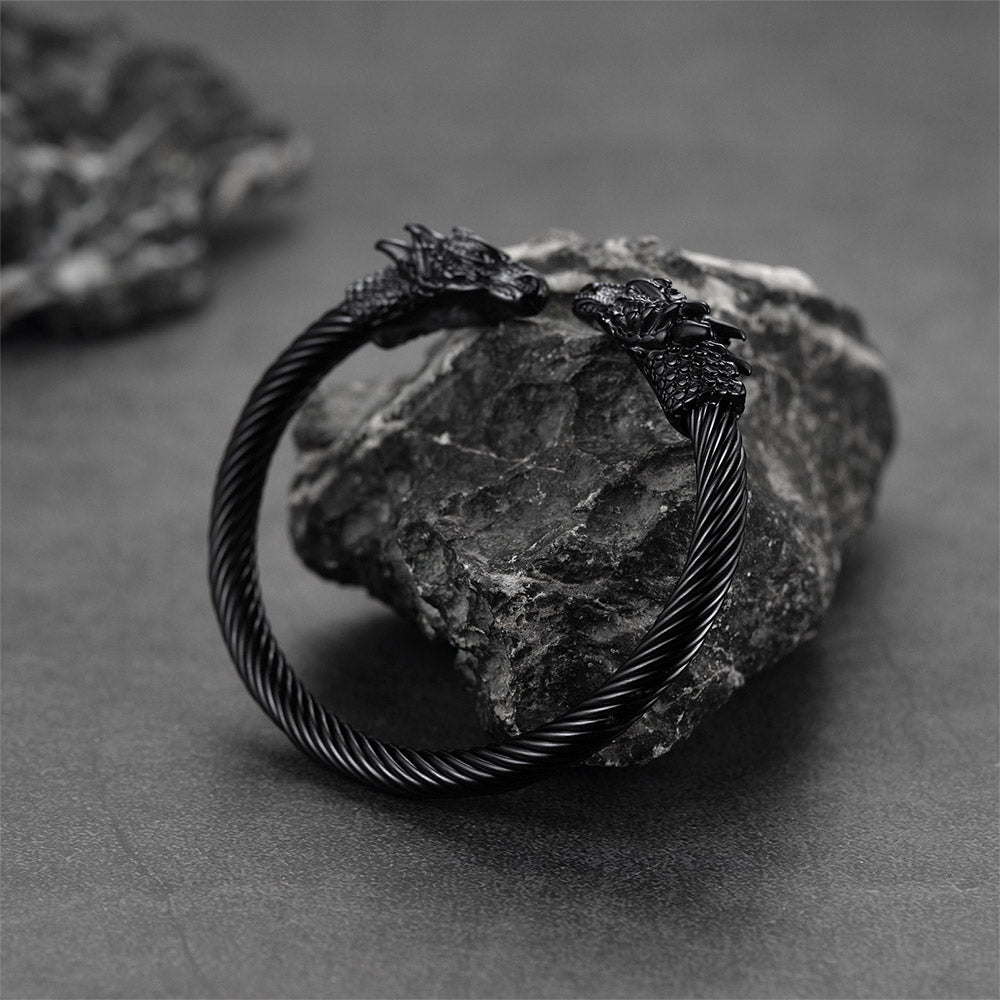 FaithHeart Viking Dragon Head Bangle Bracelet Cuff Bracelet For Men FaithHeart