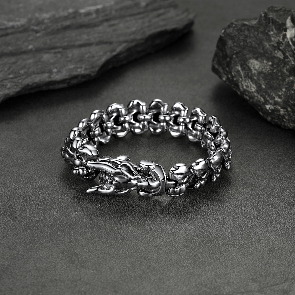 FaithHeart Viking Dragon Head Bracelet Stainless Steel Punk Bracelet FaithHeart