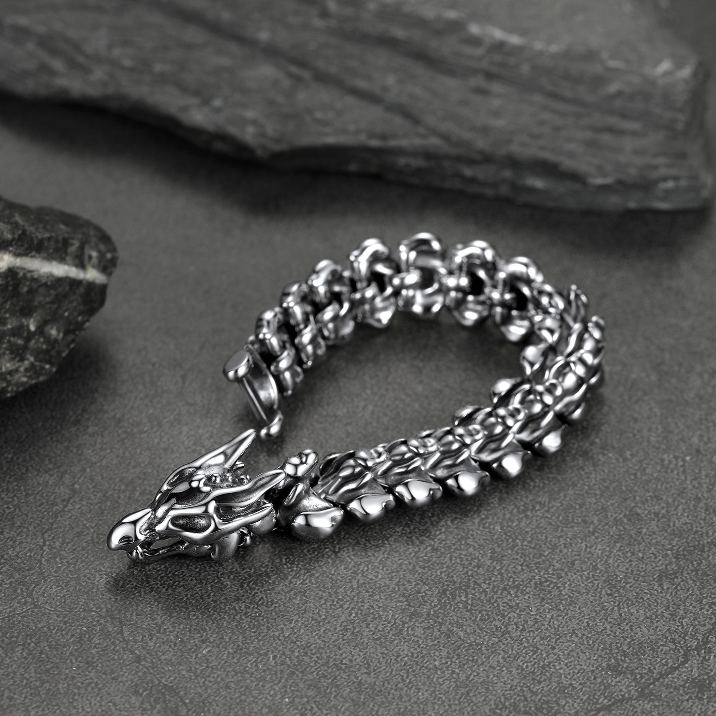FaithHeart Viking Dragon Head Bracelet Stainless Steel Punk Bracelet FaithHeart