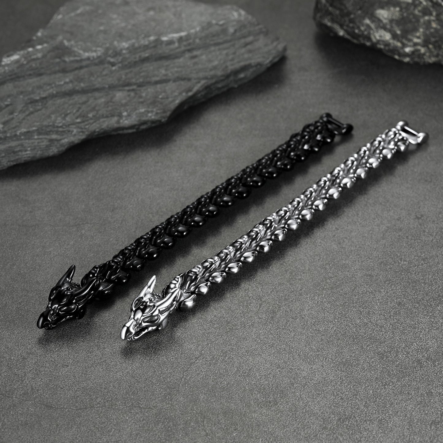 FaithHeart Viking Dragon Head Bracelet Stainless Steel Punk Bracelet FaithHeart