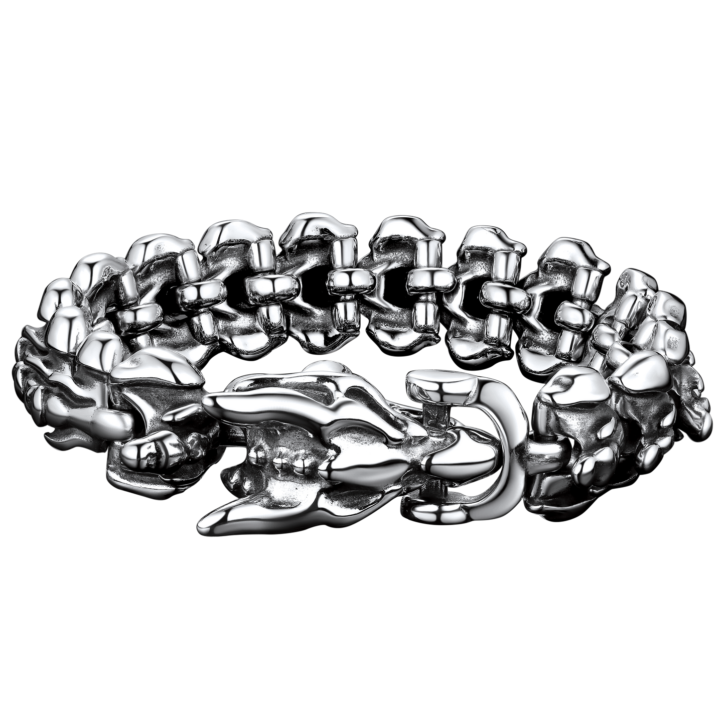 FaithHeart Viking Dragon Head Bracelet Stainless Steel Punk Bracelet FaithHeart