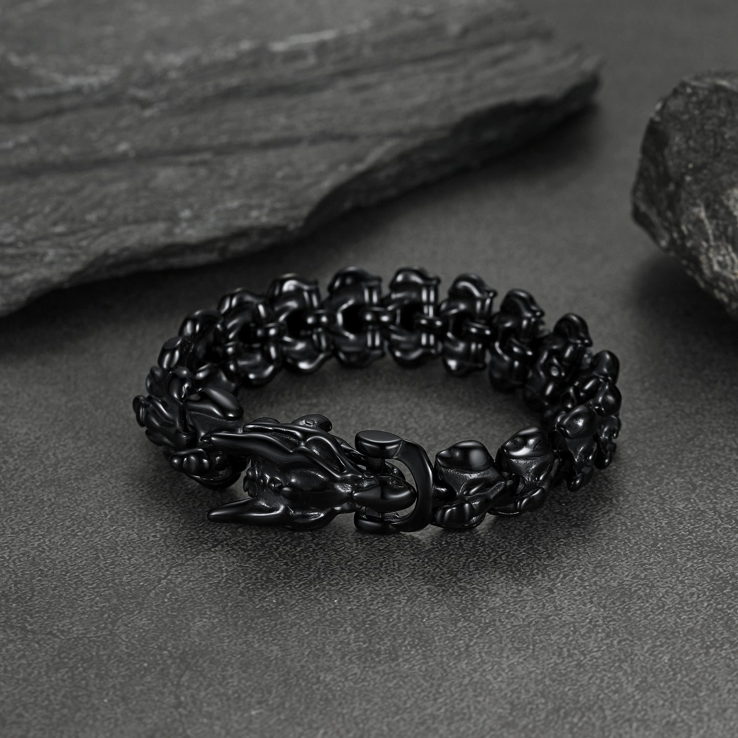 FaithHeart Viking Dragon Head Bracelet Stainless Steel Punk Bracelet FaithHeart
