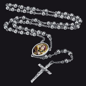 FaithHeart Stainless Steel Custom Picture Rosary Necklace FaithHeart