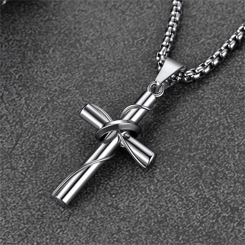 FaithHeart Christian Cross Pendant Necklace With Ring For Men FaithHeart