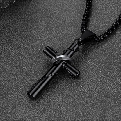 FaithHeart Christian Cross Pendant Necklace With Ring For Men FaithHeart