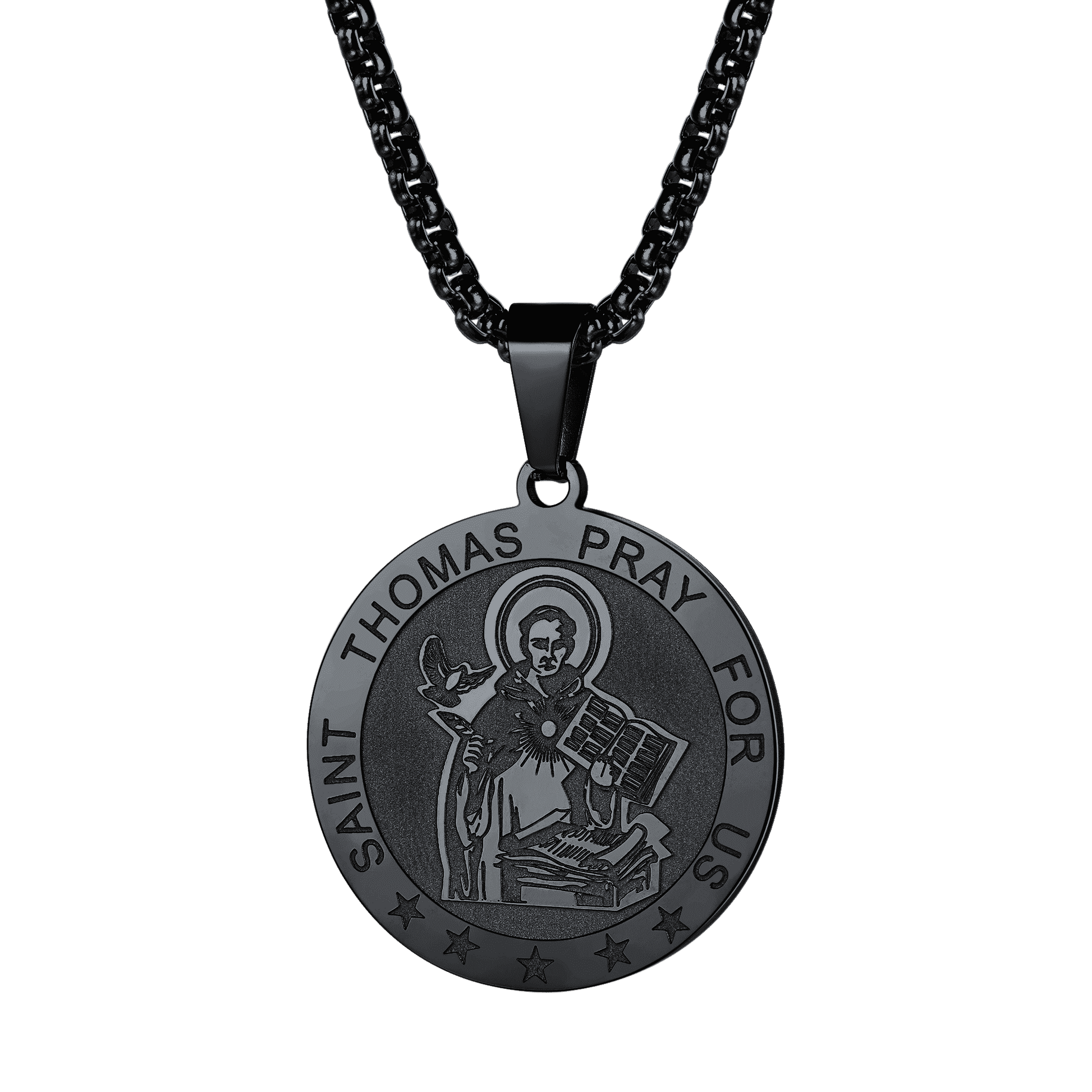 FaithHeart St Thomas Aquinas Engraved Necklace Patron Saints Charms FaithHeart