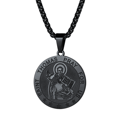 FaithHeart St Thomas Aquinas Engraved Necklace Patron Saints Charms FaithHeart