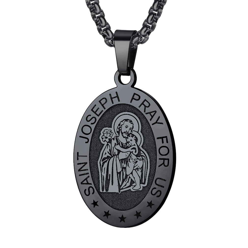 FaithHeart Saint Joseph Engraved Necklace Catholic Saints Medal FaithHeart